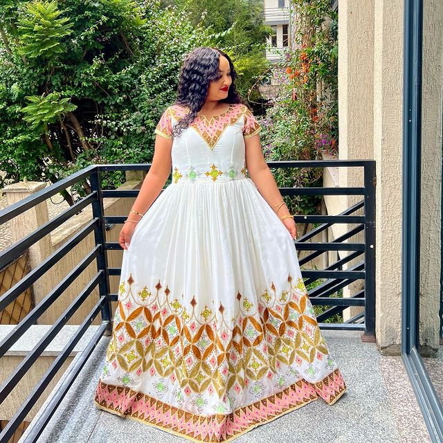 Vibrant Sparkly Habesha Dress Elegant Habesha Kemis for Events