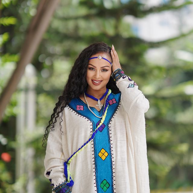 Elegant Blue Habesha Dress Traditional Ethiopian Dress Habesha Cultural Dress