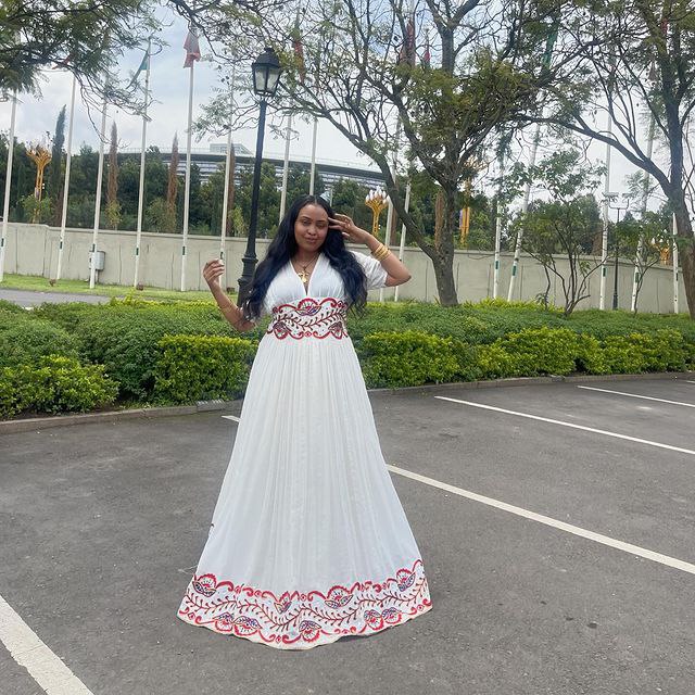 Elegant Habesha Dress Red Design Habesha Kemis Stunning Ethiopian Dress