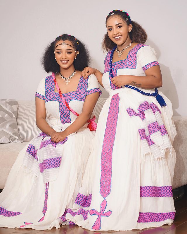 Gorgeous Pink Cultural Habesha Dress