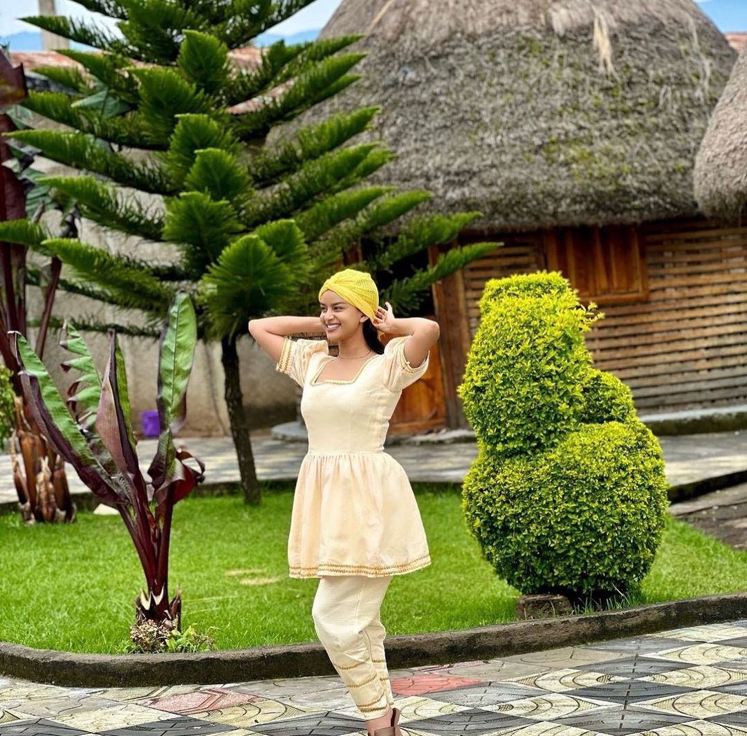 Gurage Cultural Dress with Pants Set Beautiful Traditional Ethiopian Outfit Gurhaghe Dress