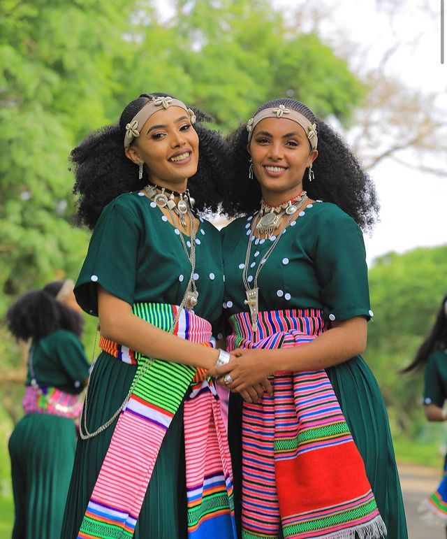 Elegant Green Habesha Dress Traditional Amhara Habesha Kemis Ethiopian Traditional Dress