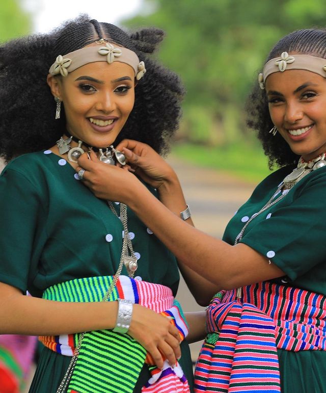 Elegant Green Habesha Dress Traditional Amhara Habesha Kemis Ethiopian Traditional Dress