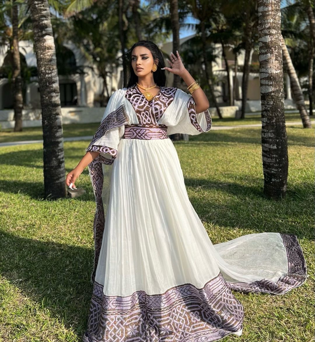 Spectacular Purple Ethiopian Traditional Dress