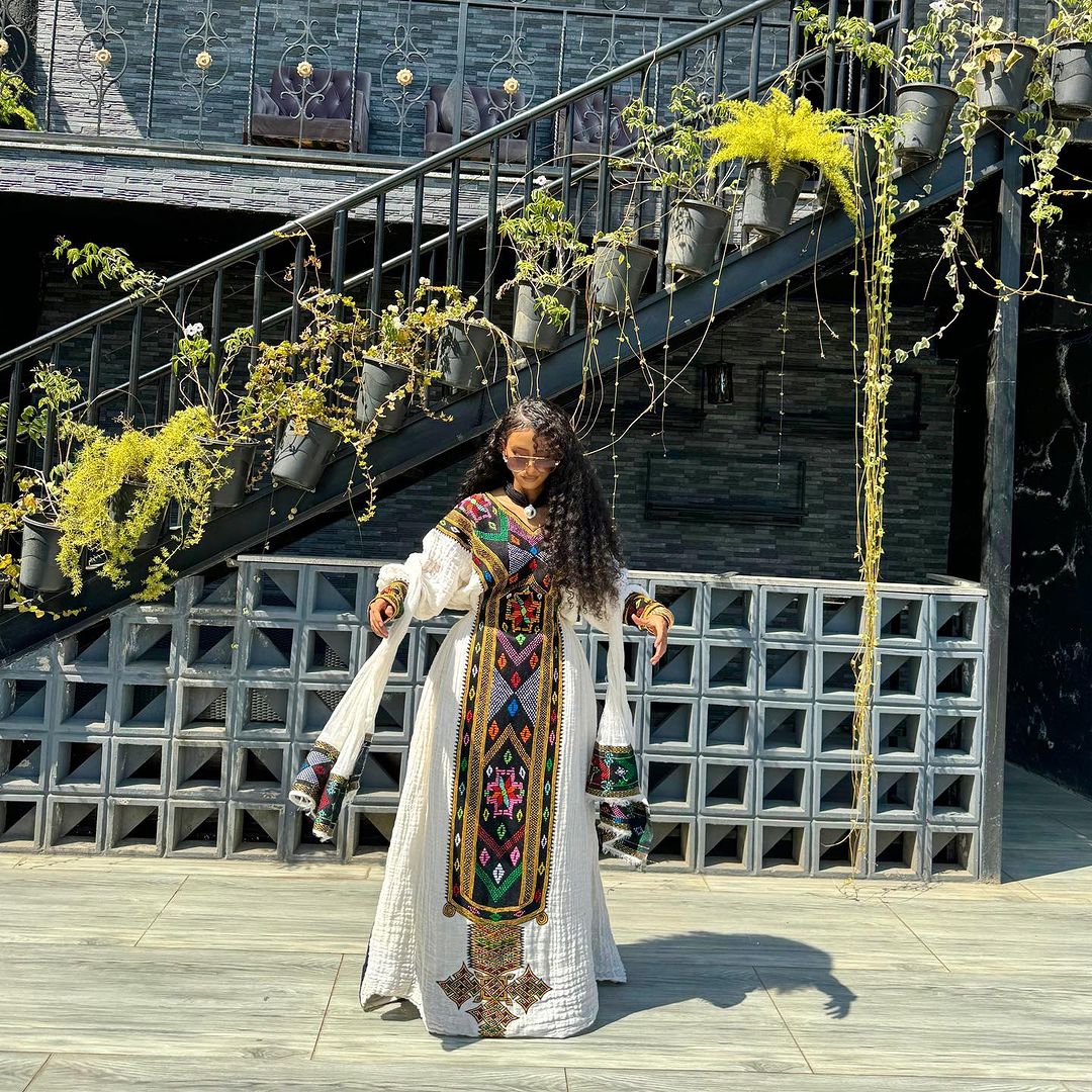 Majestic Embroidery Designed Habesha Dress