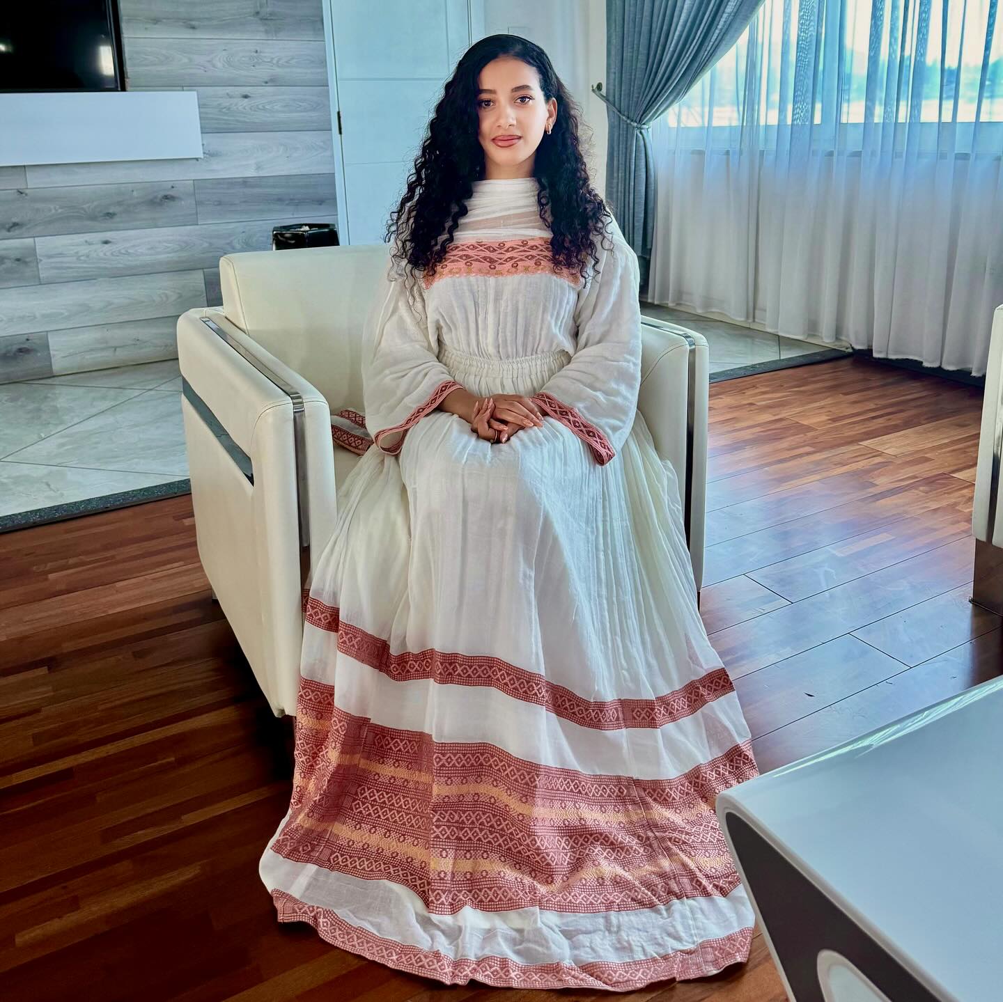 Breathtaking Red Modern Habesha Dress: for Outstanding Look Traditional Ethiopian Dress