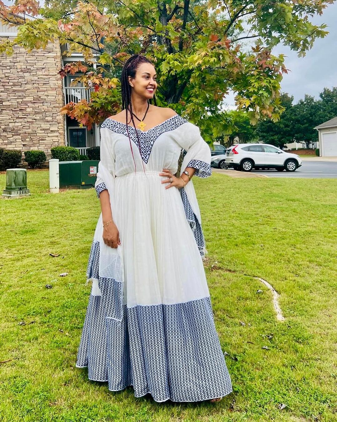 Adorable Look with Blue Traditional Ethiopian Dress