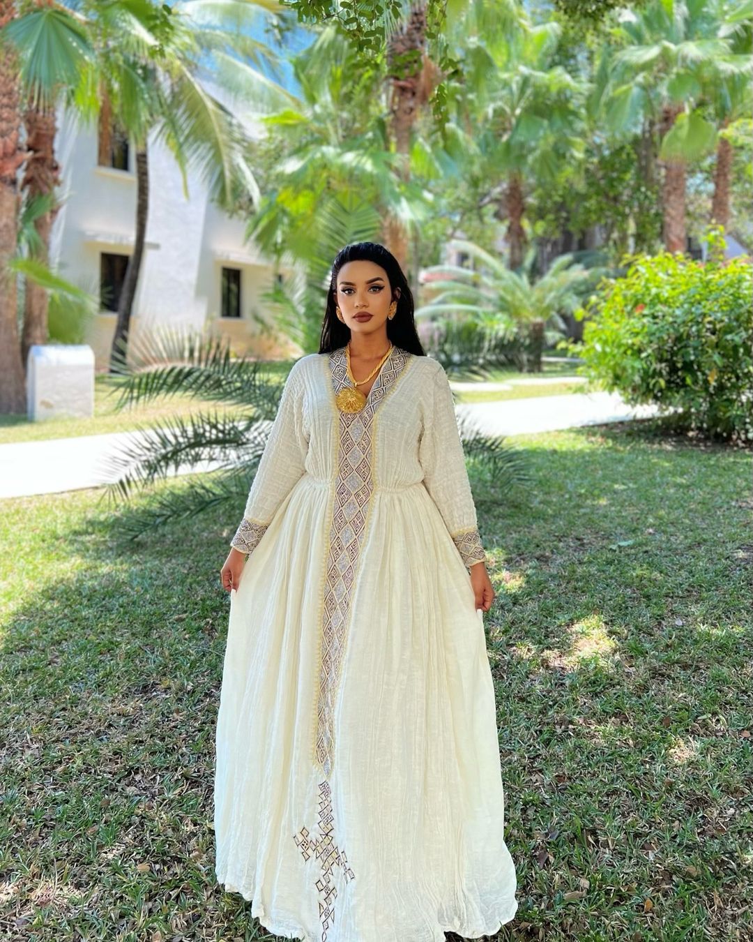 Sophisticated Look with Traditional Ethiopian Dress: Handmade Embroidery Habesha Dress
