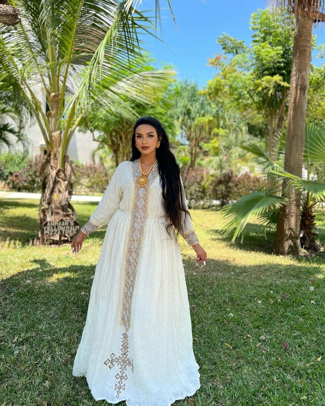 Sophisticated Look with Traditional Ethiopian Dress: Handmade Embroidery Habesha Dress