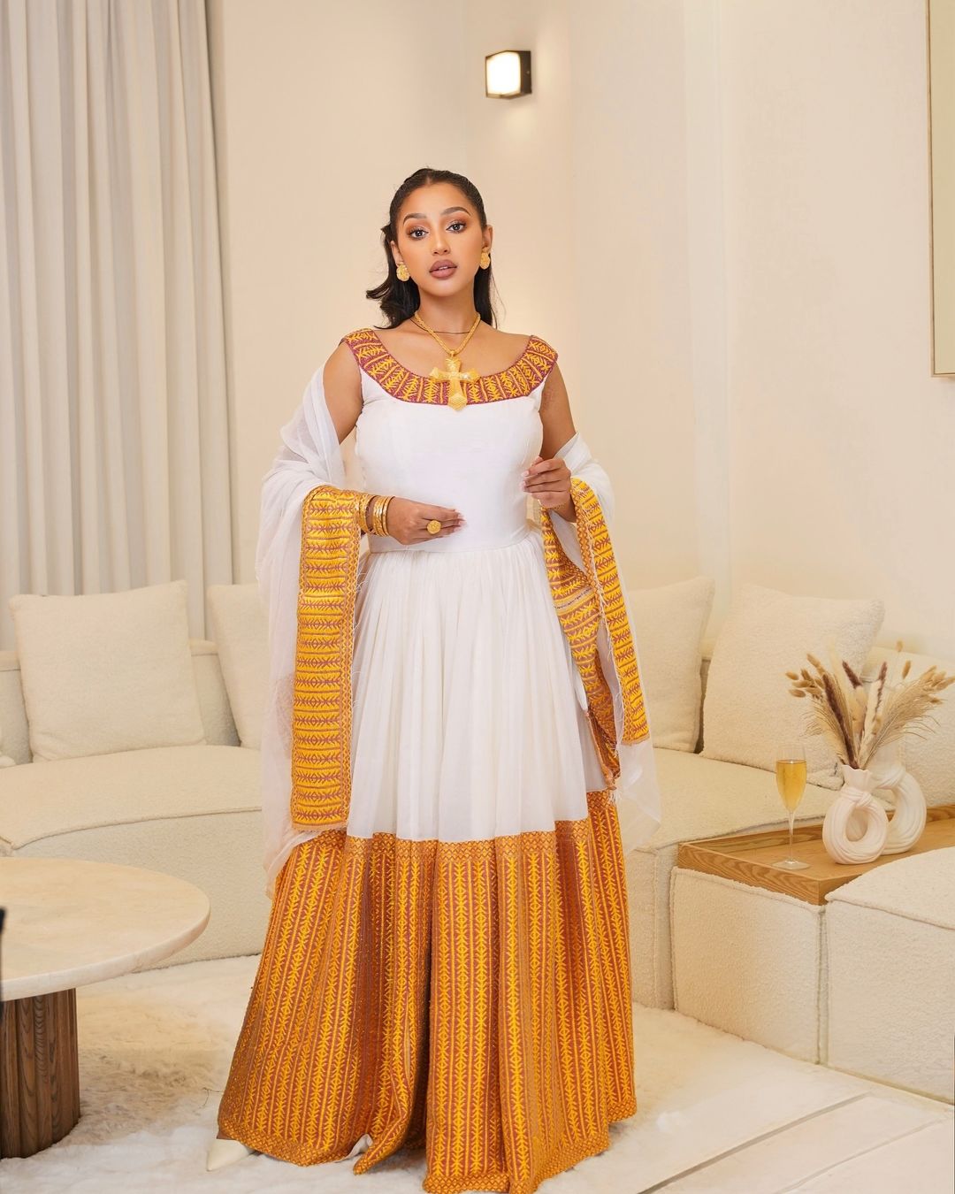 Divine Half Open Back Traditional Ethiopian Dress