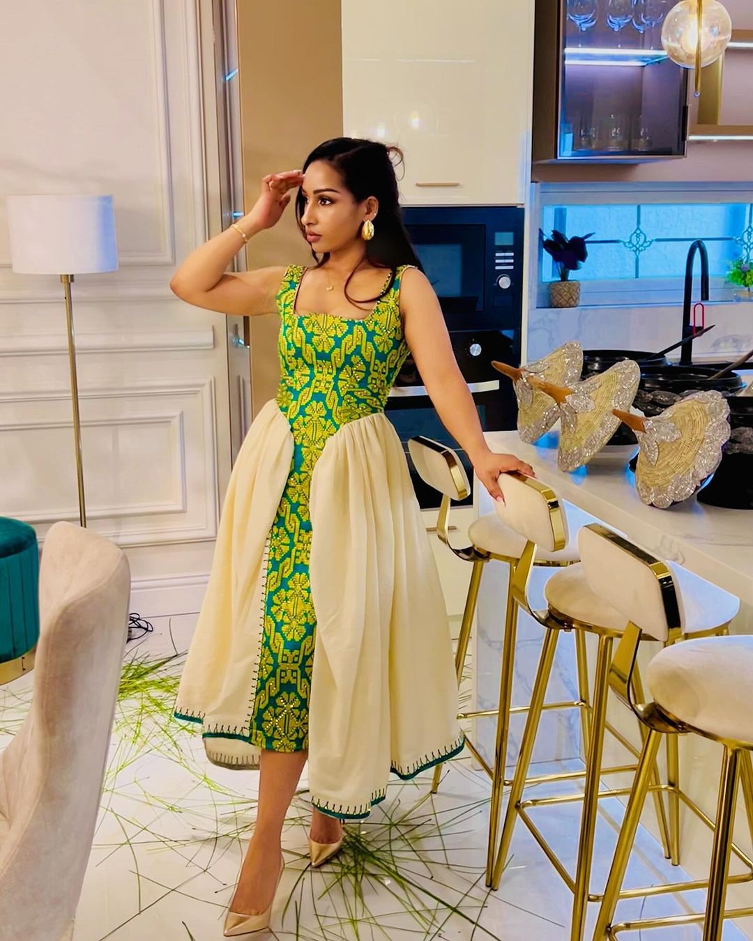 Enchanting Light Green Habesha Dress