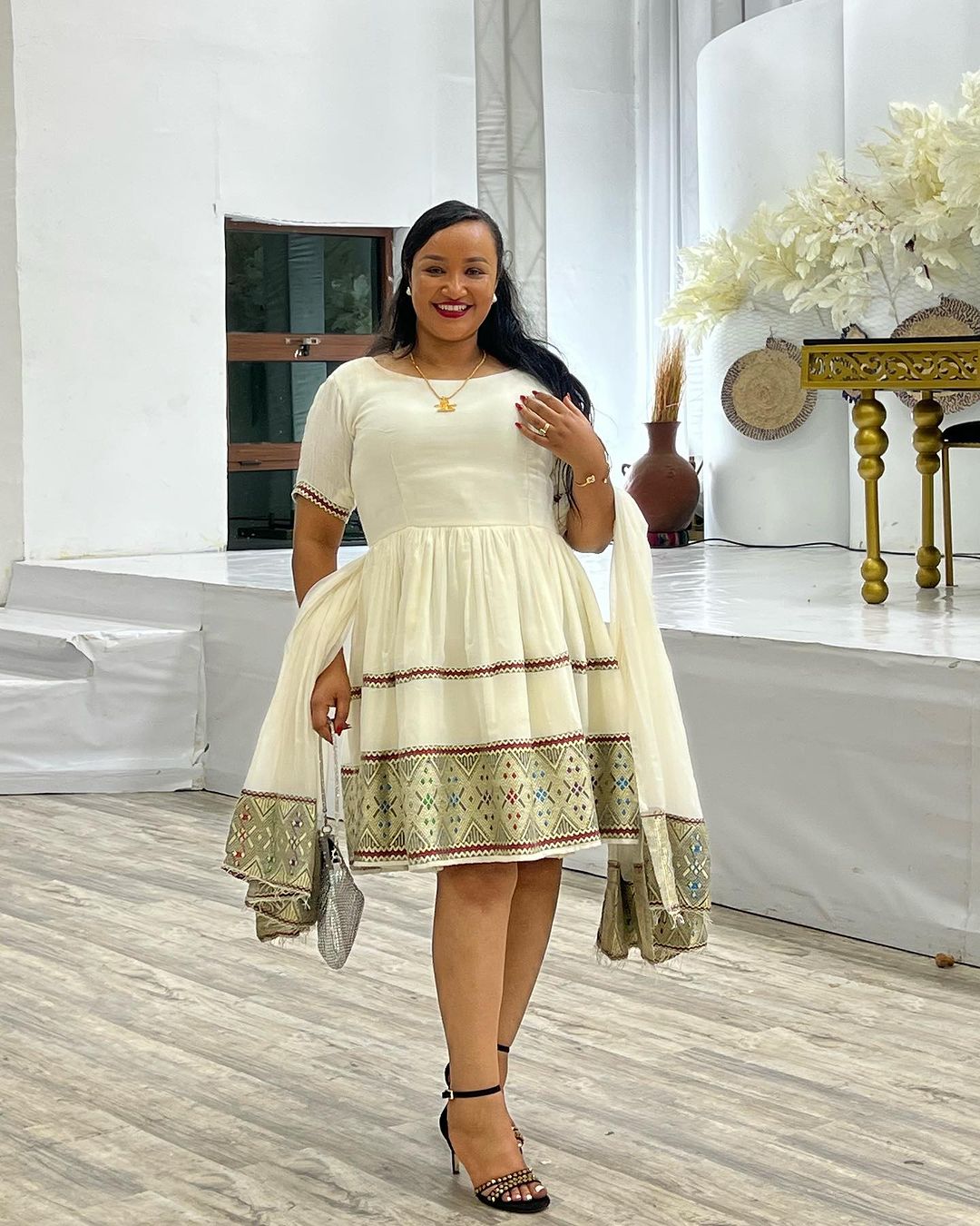 Adorable Knee High Traditional Ethiopian Dress: Simple Design Mid Habesha Dress Modern Habesha Kemis S Adorable Knee High Traditional Ethiopian Dress: Simple Design Mid Habesha Dress Modern Habesha Kemis S