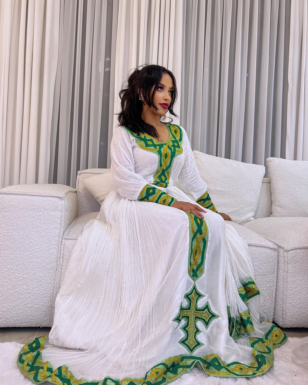 Classic Handwoven Green Habesha Dress