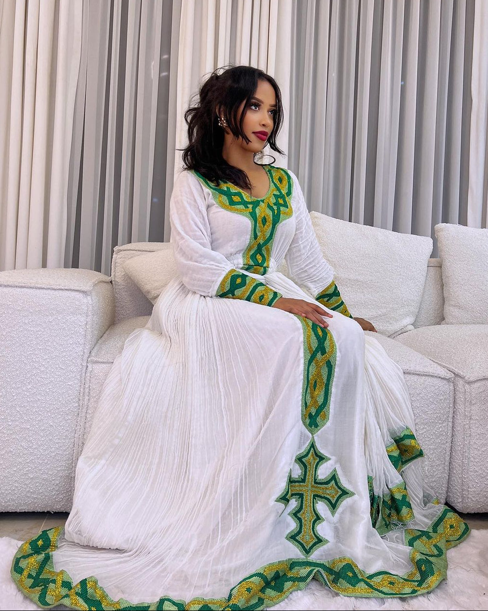 green habesha dress Elegant Green Embroidery Habesha Dress Ethiopian Kemis