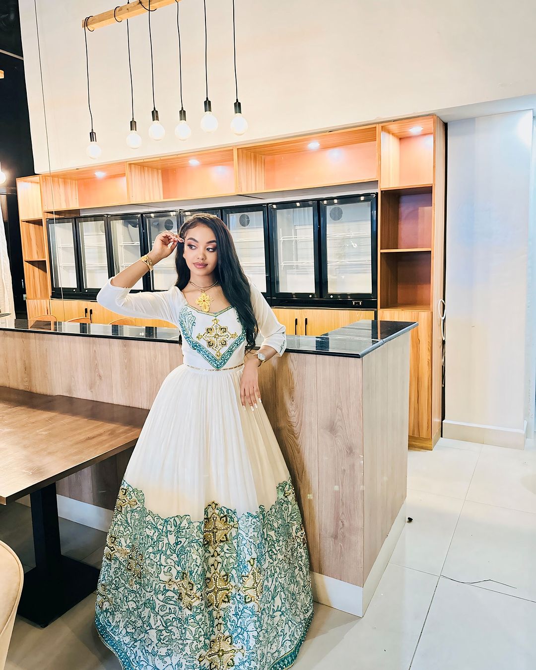 Delightful Blue Traditional Ethiopian Dress