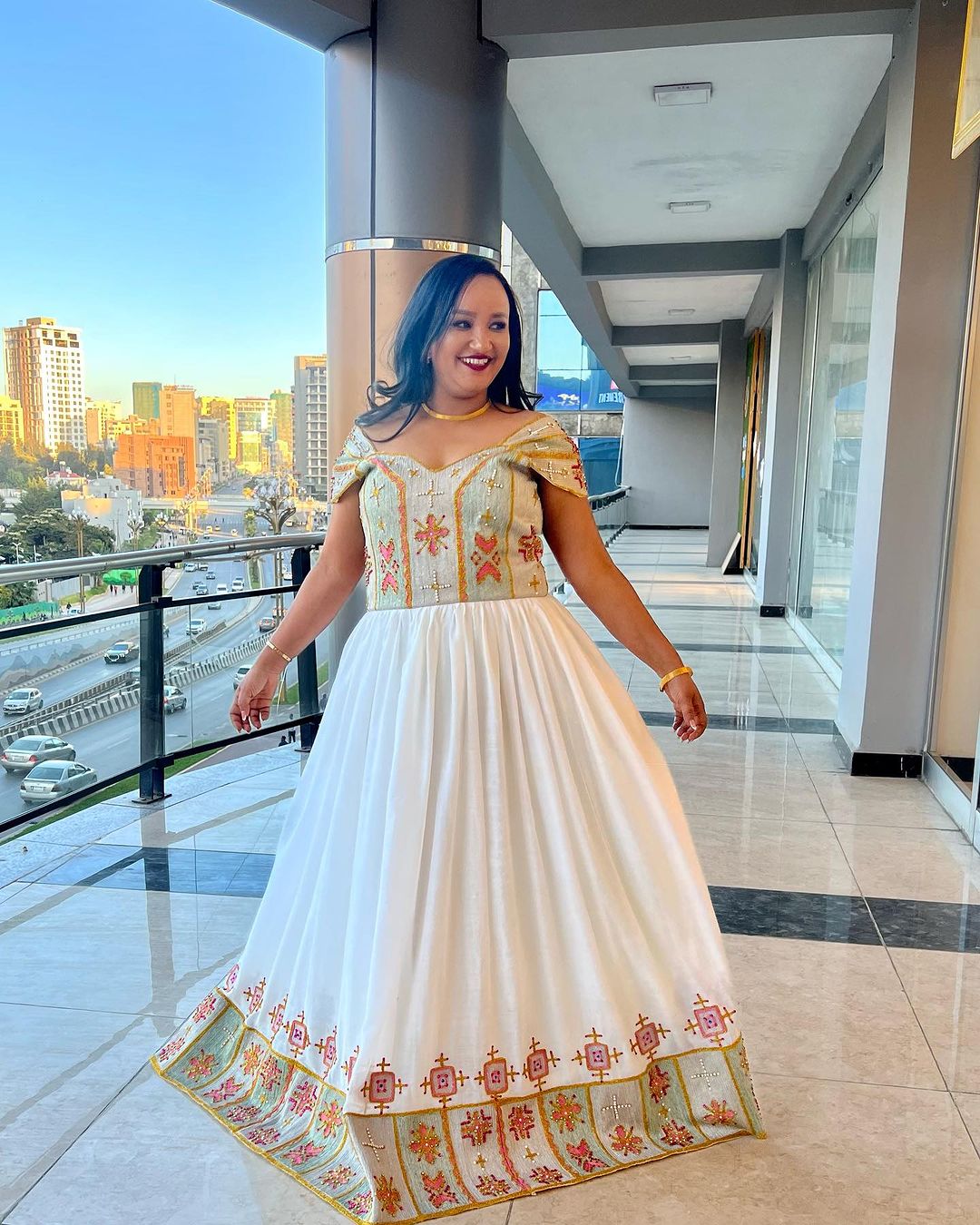 Magnificent Red Patterned Habesha Dress