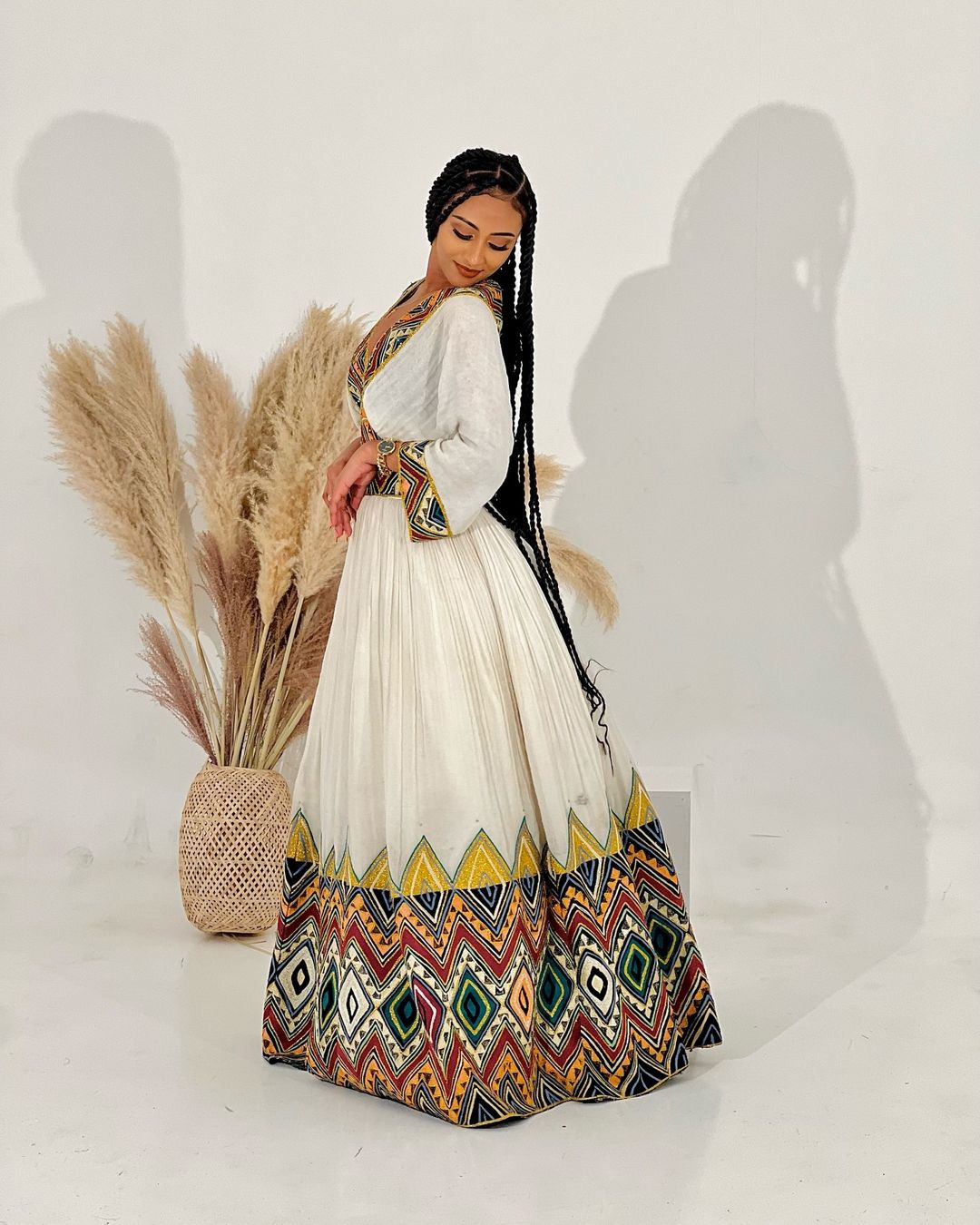 Captivating Colorful Ethiopian Traditional Dress Sidelook