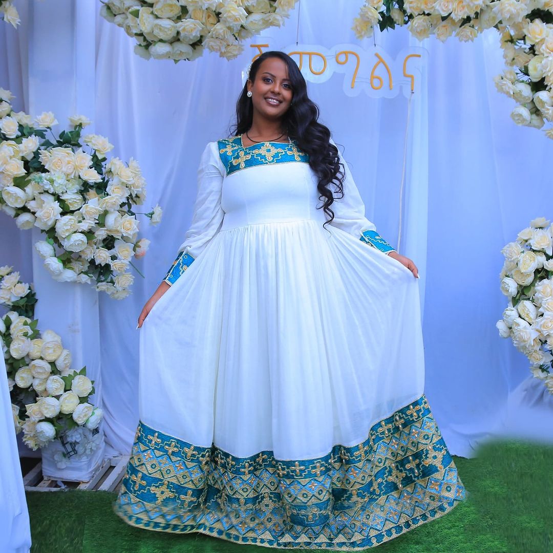 Flattering Green Ethiopian Traditional Dress
