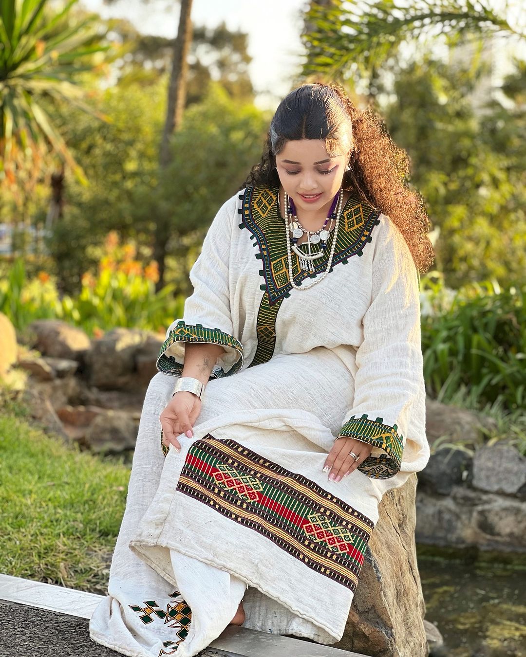 Delightful Multicolored Ethiopian Traditional Dress Back View