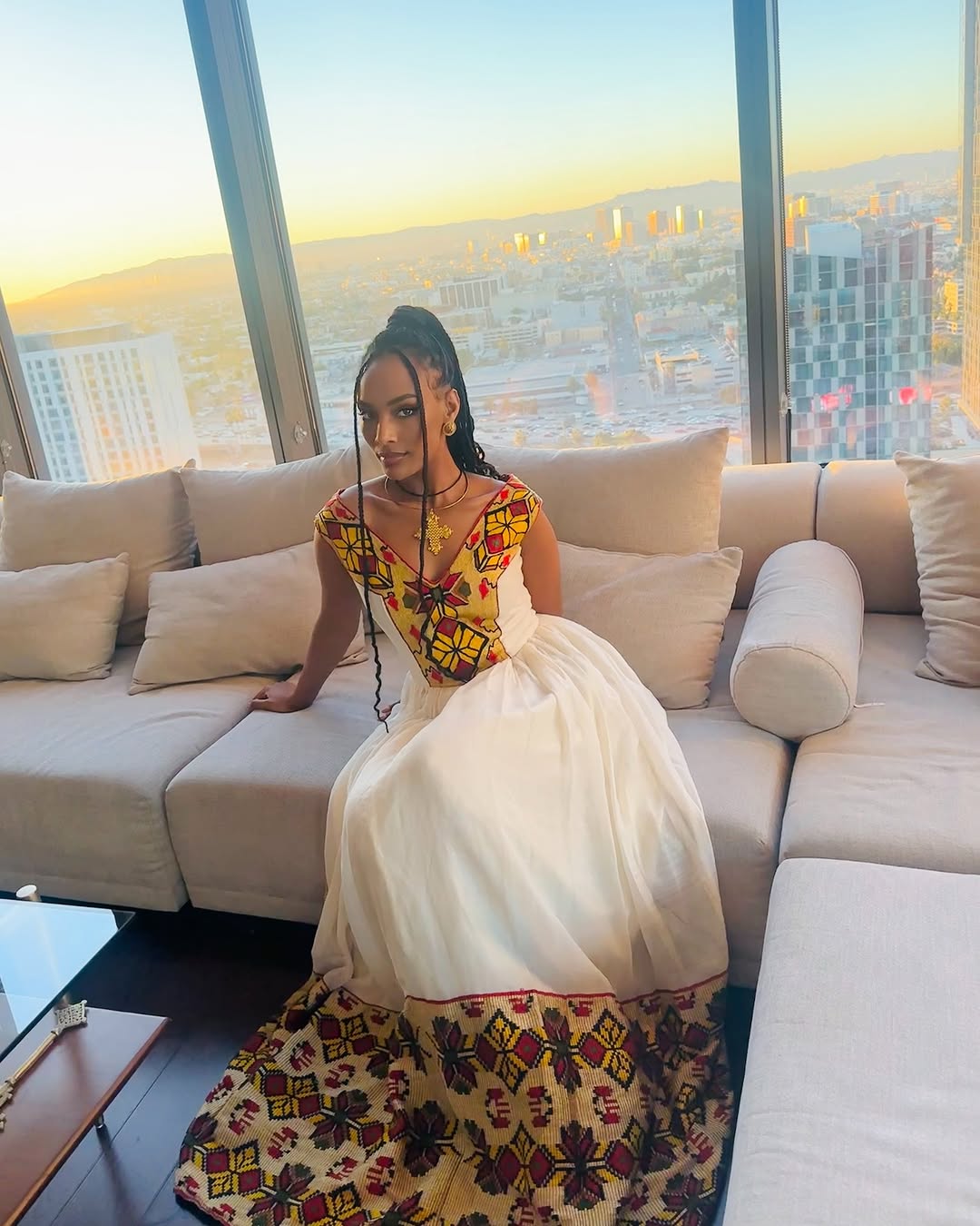 Vibrant Multicolored Habesha Dress: with Modern Patterns Traditional Ethiopian Dress Heavenly Ethiopian Wedding Dress