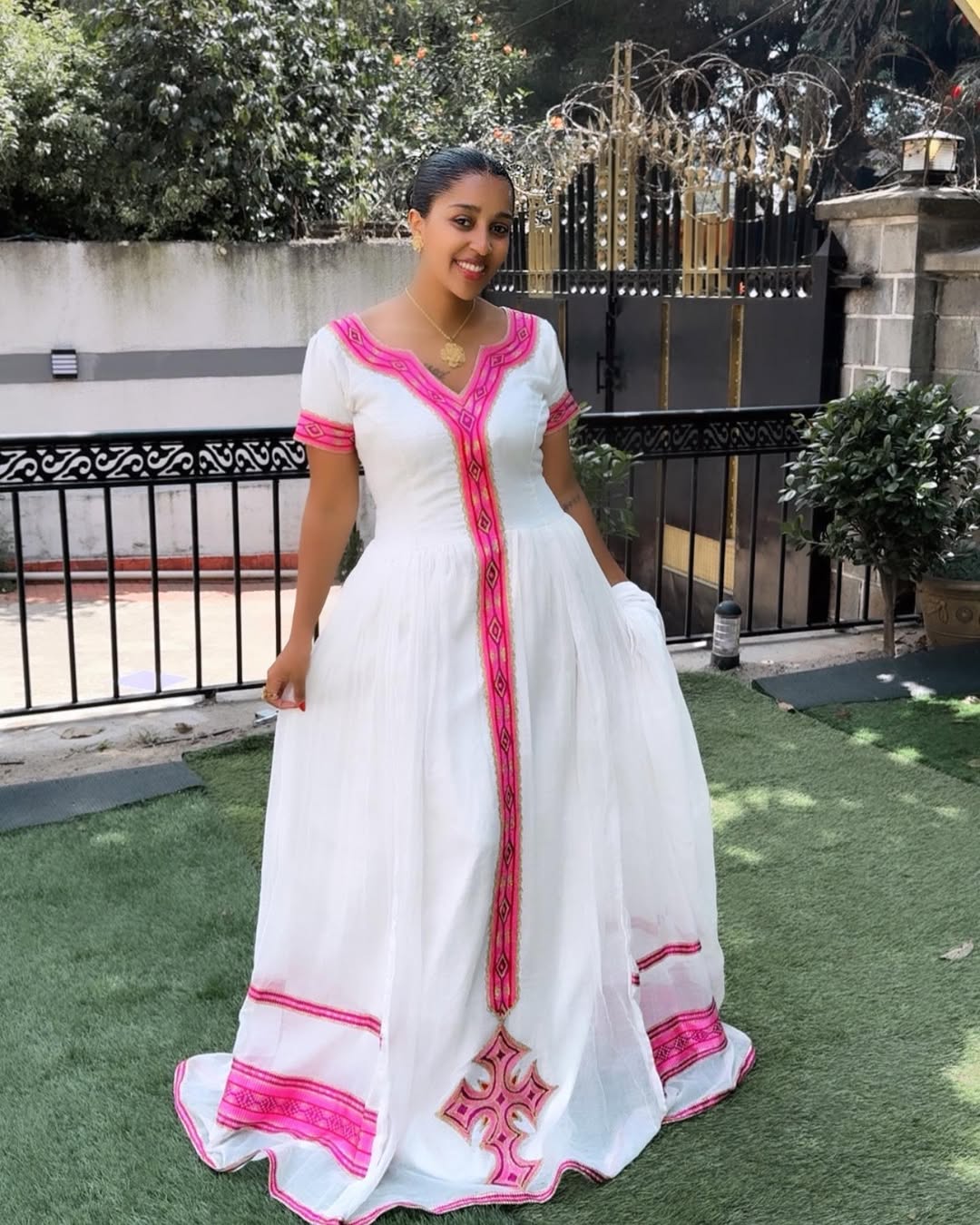 Adorable Pink Traditional Ethiopia Dress