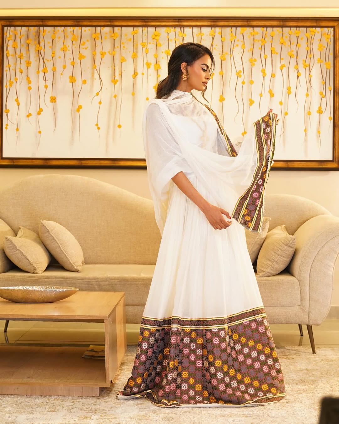 Beautifully Crafted Brown Habesha Dress: Simple Design on Traditional Ethiopian Dress Fit for All Celebrations Habesha Kemis