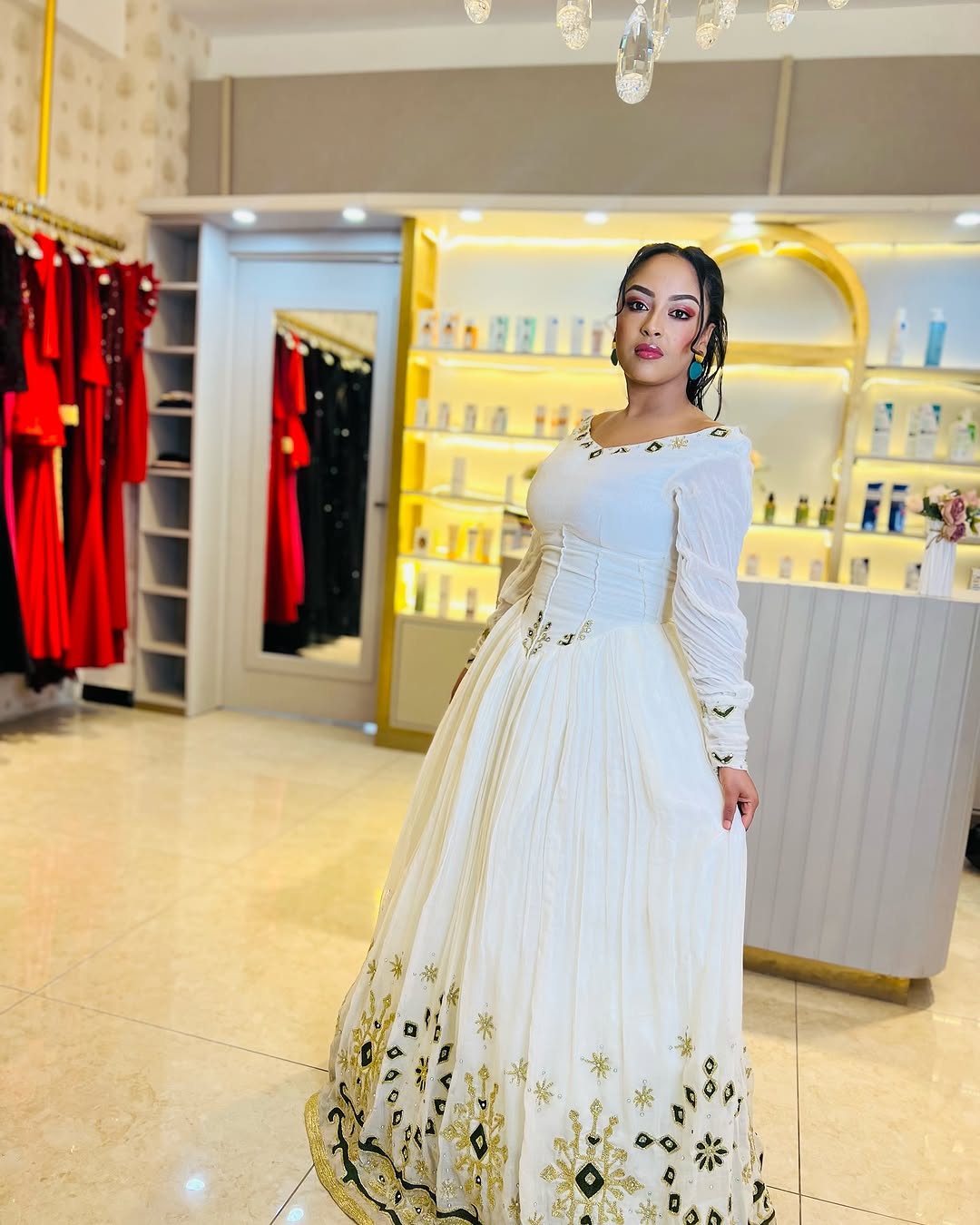 Classic Golden with Black Habesha Dress