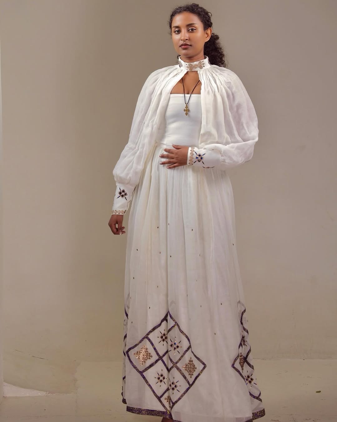 Divine White Ethiopian Traditional Dress