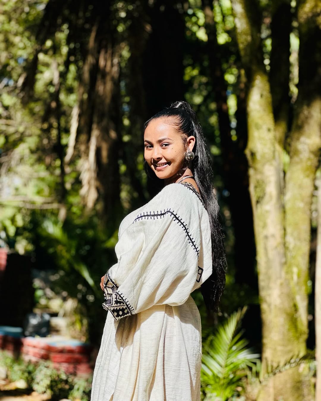 Timeless Cream Habesha Dress: Handcrafted Black Embroidery on Traditional Ethiopian Dress Cultural Habesha Kemis