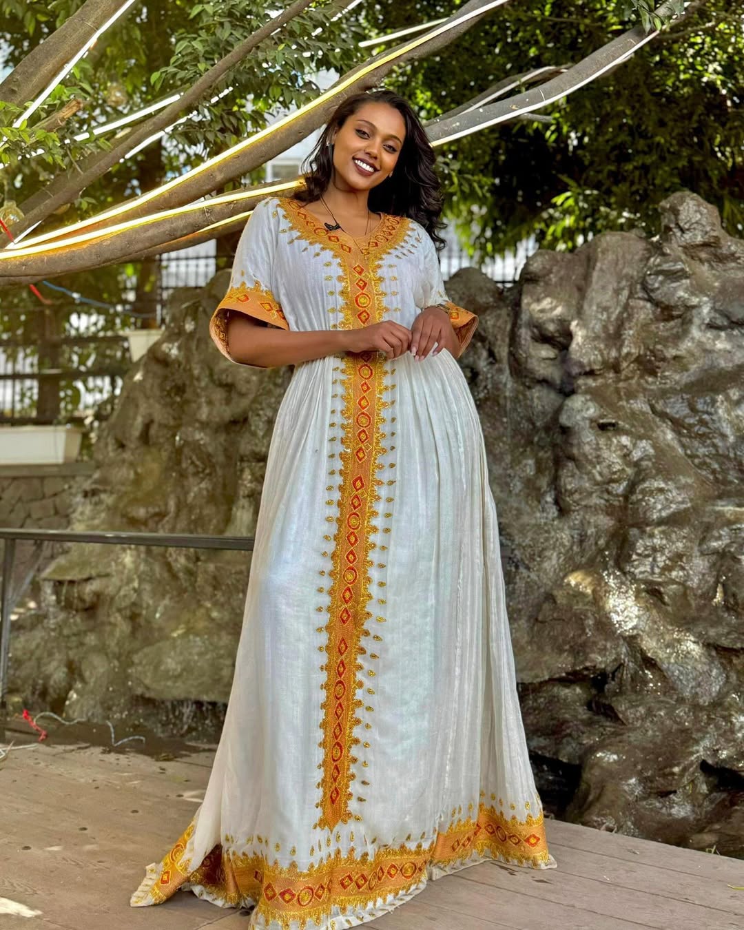 Lovely Yellowish Golden Traditional Ethiopian Dress