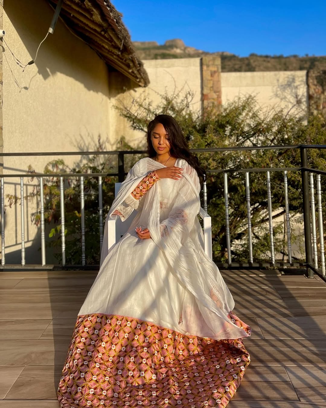 Enchanting Light Pink Traditional Ethiopian Dress: Rectangular Embellishments Habesha Dress for Huge Gatherings Eritrean Clothing