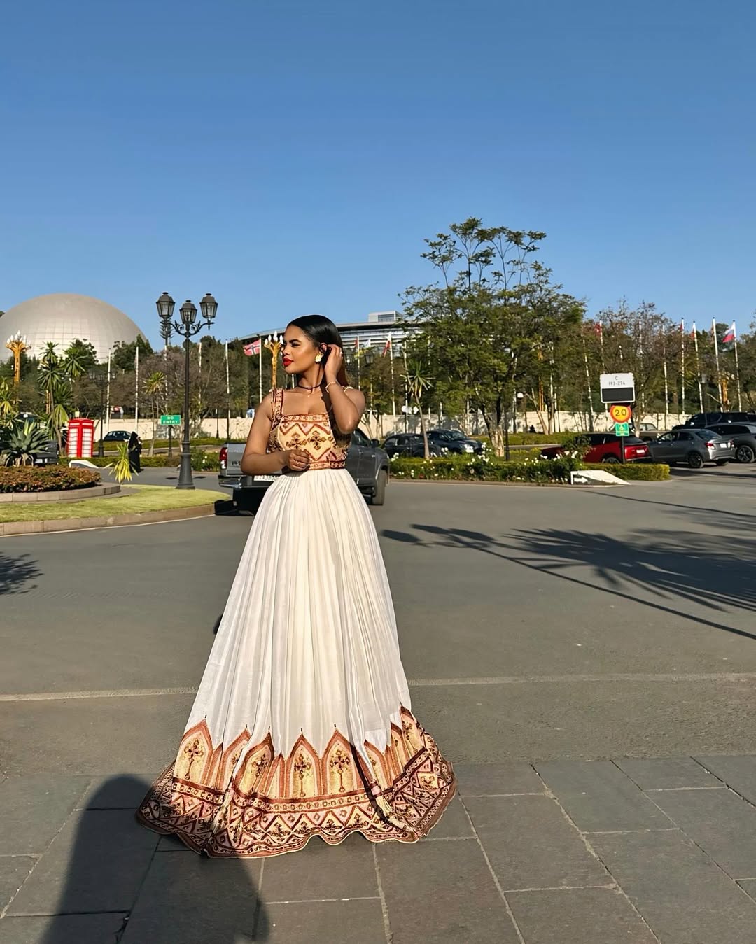Adorable Colorful Habesha Dress: with Cross Ornaments Traditional Ethiopian Dress for Huge Cultural Celebrations Habesha Kemis