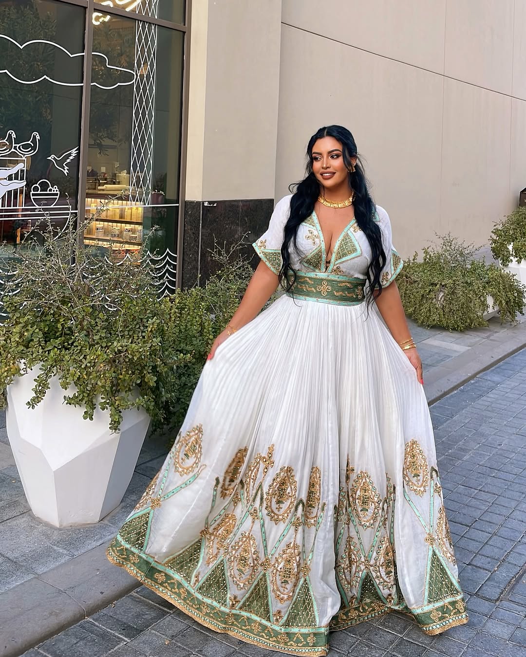 Stylish Multicolored Traditional Ethiopian Dress
