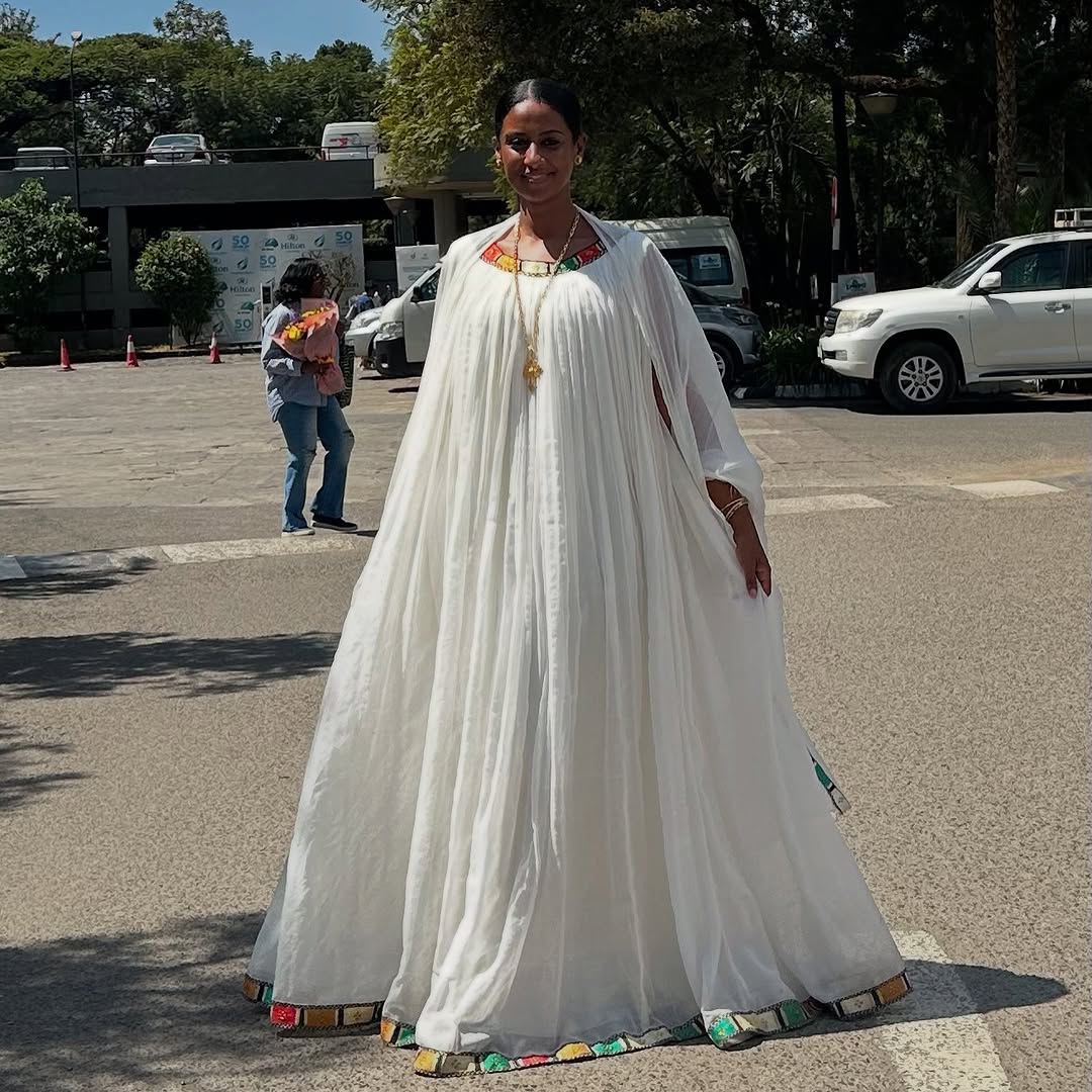 Beautiful Vintage White Habesha Dress