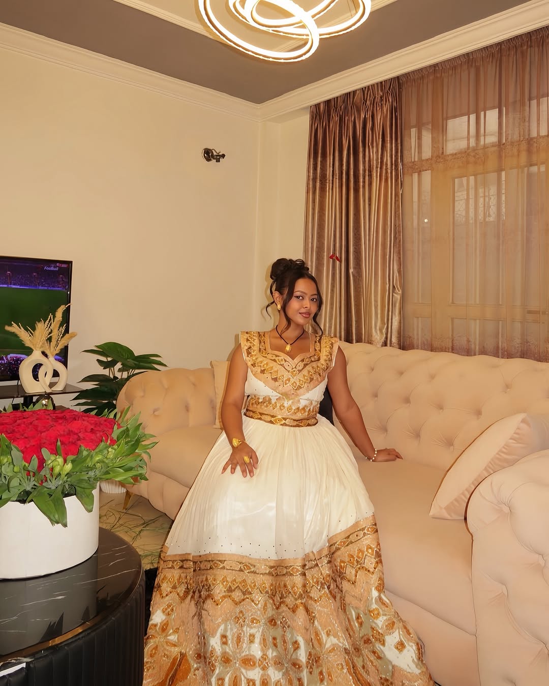 Glamourous Golden Traditional Ethiopian Dress