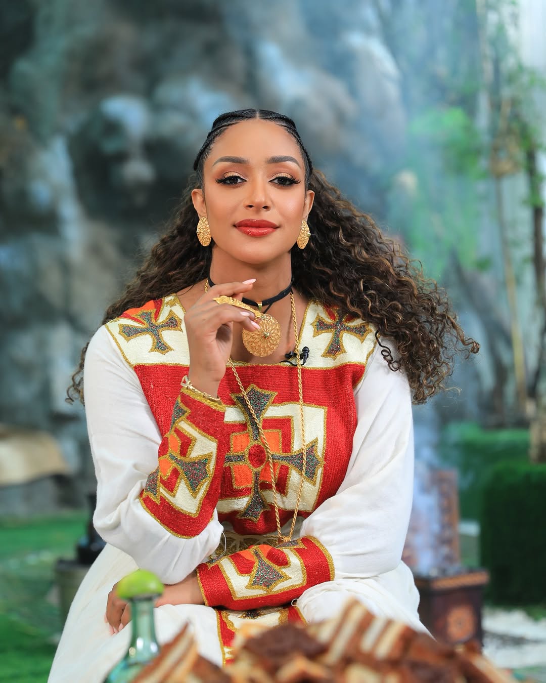 Delightful Colorful Traditional Dress: with Red Geometric Patterns Ethiopian Clothing Cultural Occasions Eritrean Clothing