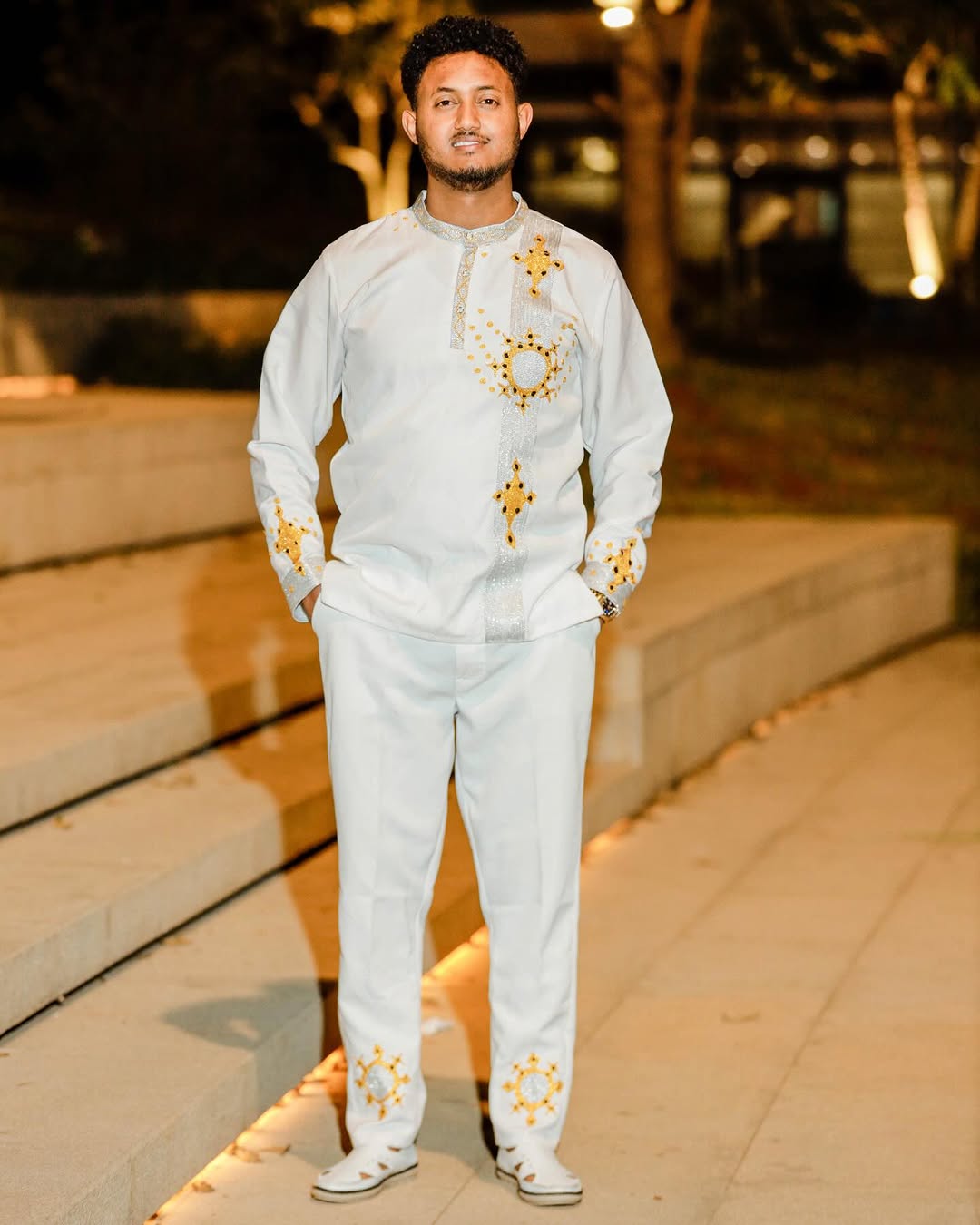 Harmonious Yellow and Black Ethiopian Couples Outfit: Handstitched Elegant Matching Ethiopian Wedding Couples Attire