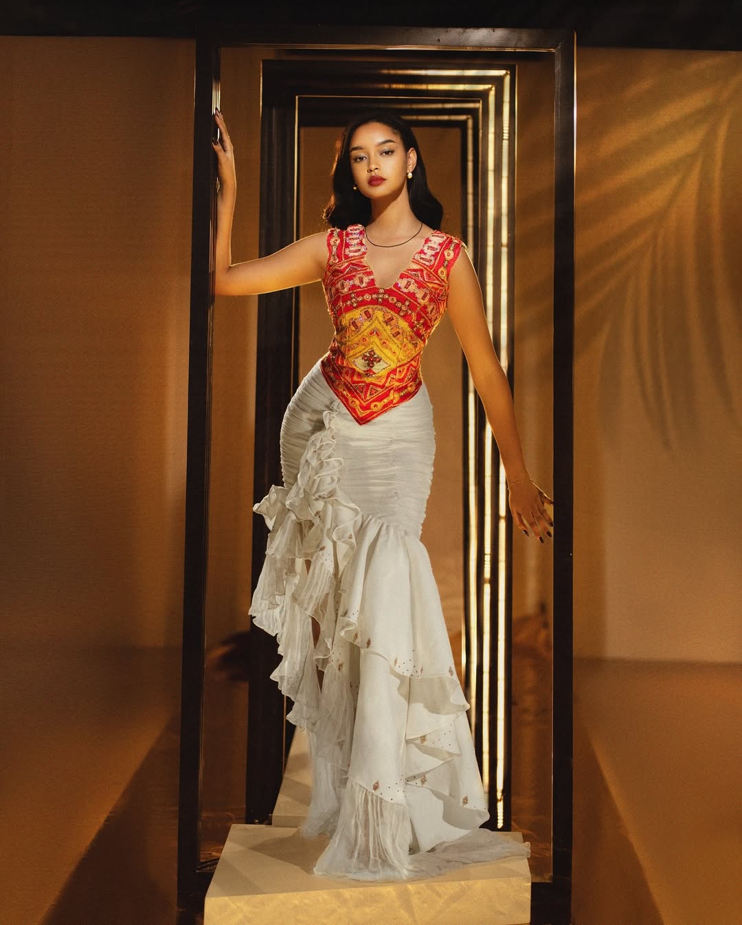 Fitted Habesha Dress with Mermaid Hem Stunning Design with Intricate Embroidery