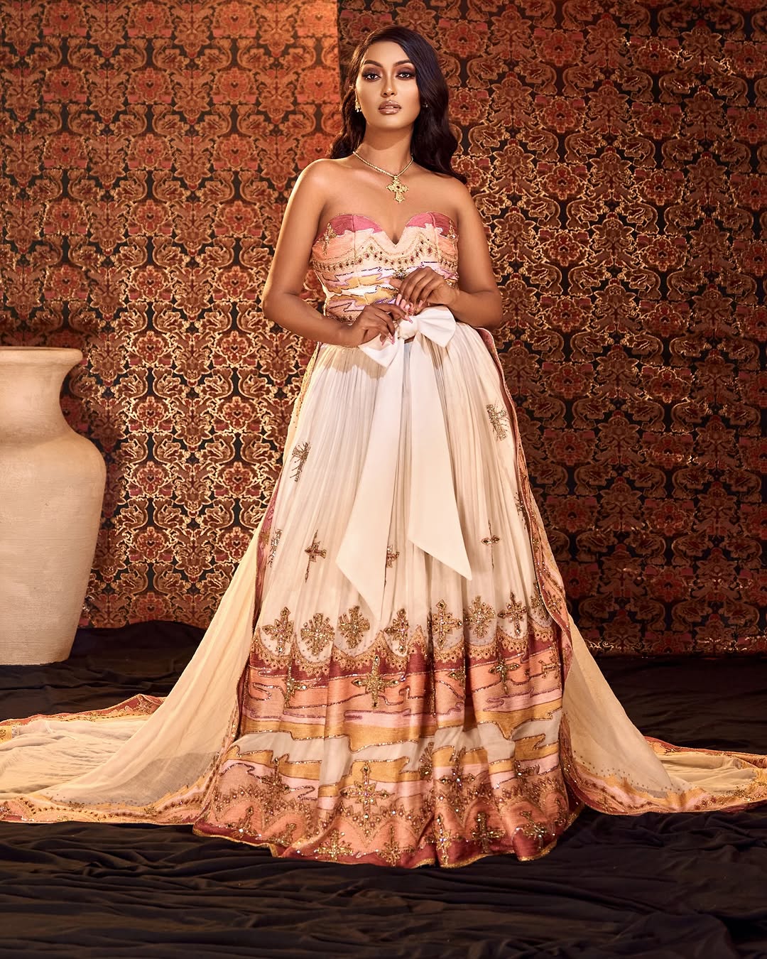 Ethiopian Gown Elegant Ethiopian Dress By Rahela White Longline Gold Black Detail Edition Ethiopian Gown Elegant Ethiopian Dress By Rahela White Longline Gold Black Detail Edition