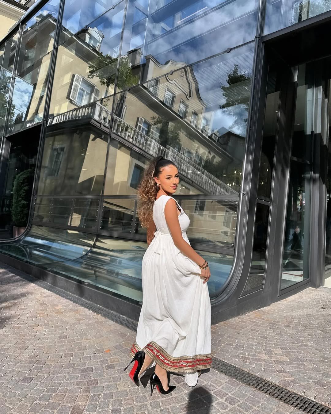 Beautiful Red Menen Habesha Dress with Stunning Adornment