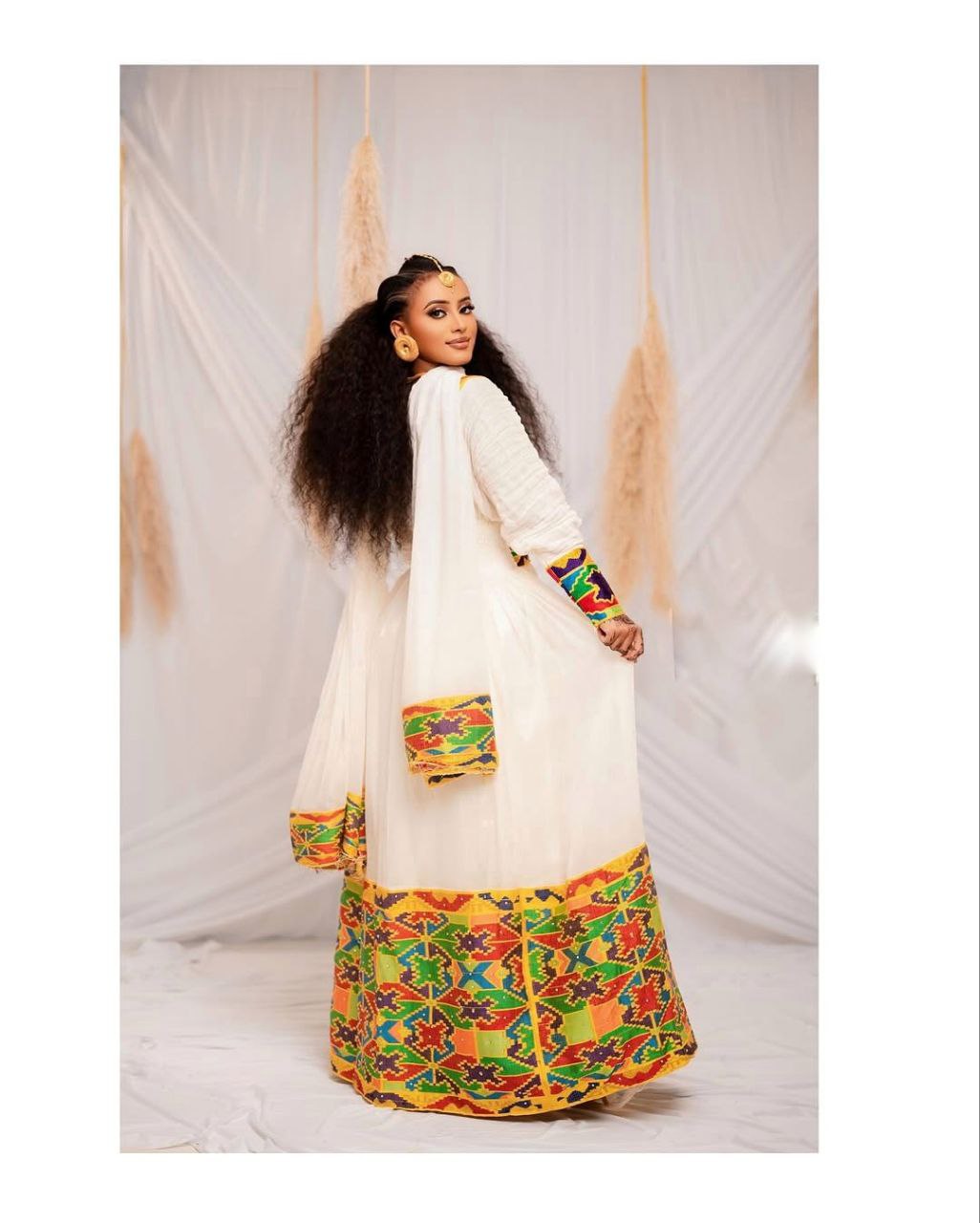 Beautiful Bold and Bright Traditional Habesha Dress With Cultural Elegance