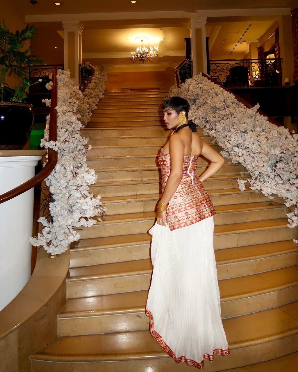 Chic Habesha Dress with Vibrant Red Embroidery for Special Occasions