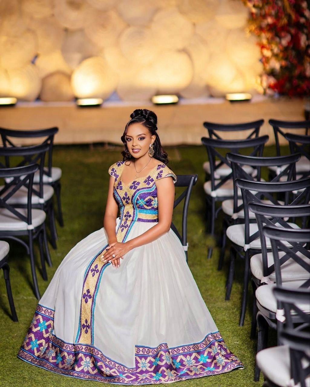 Stunning Habesha Wedding Dress with Colorful Embroidery For Weddings