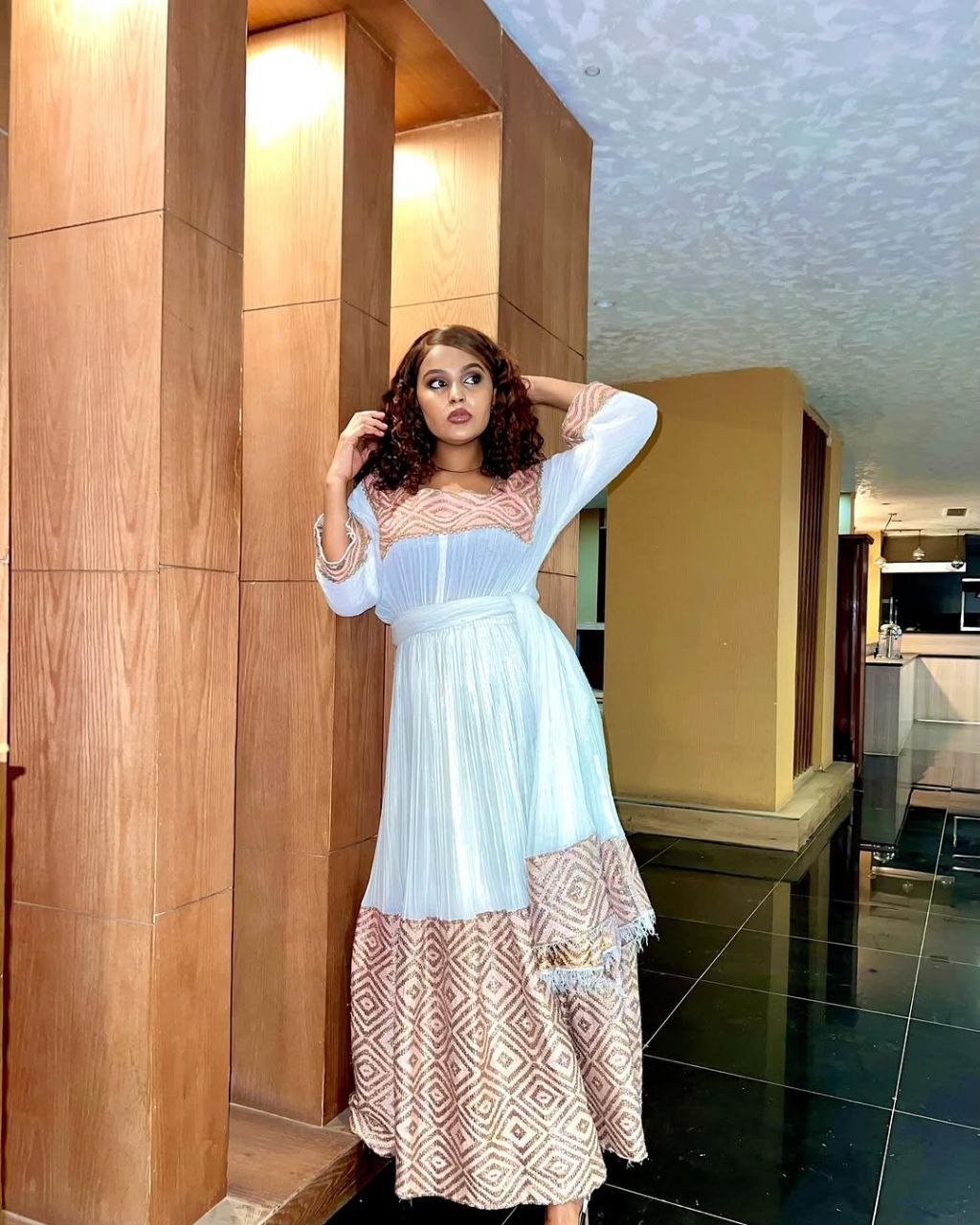 Beautiful Habesha Kemis in Soft Pink with Delicate Pleats a Beautiful Choice for Celebrations
