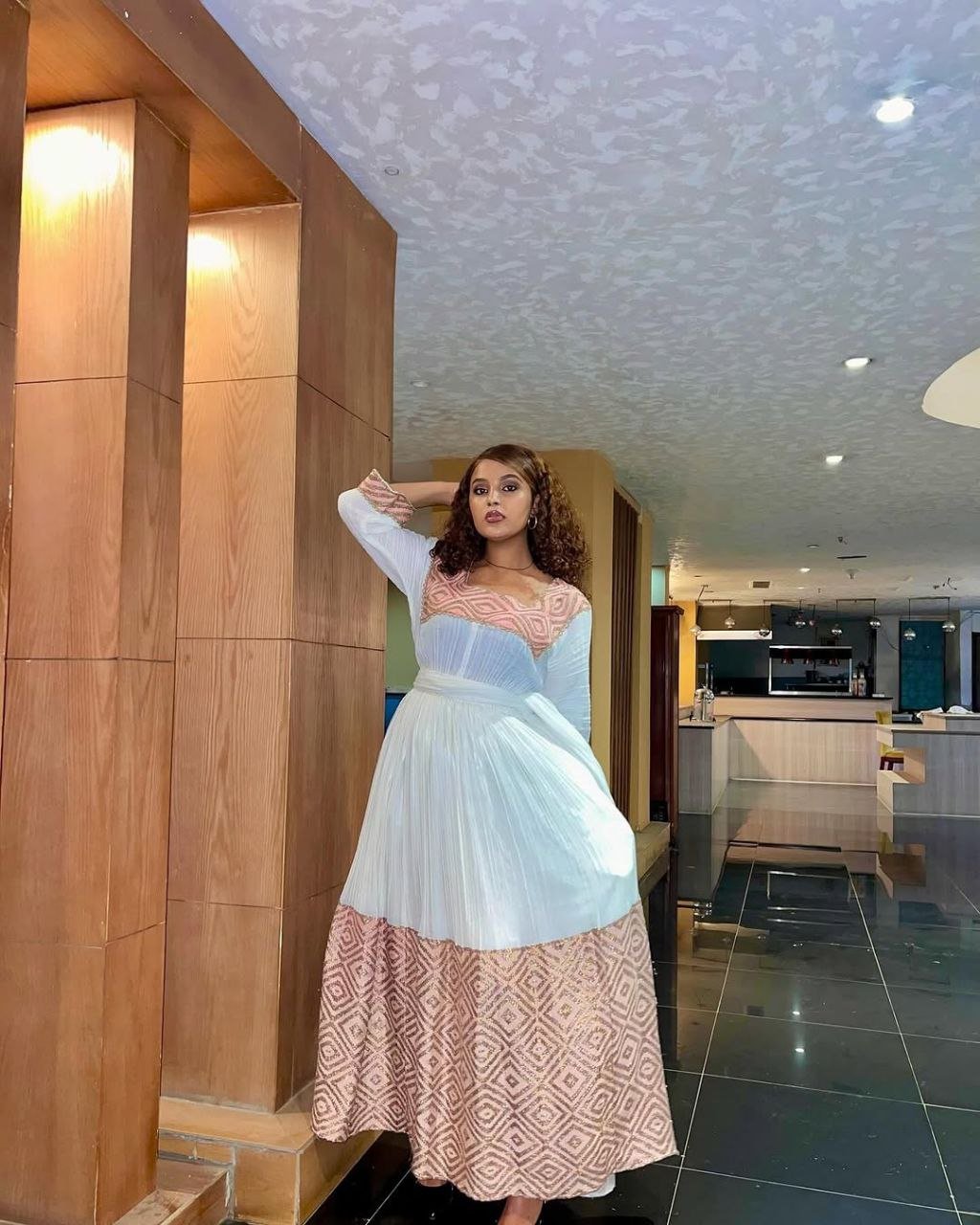 Beautiful Habesha Kemis in Soft Pink with Delicate Pleats a Beautiful Choice for Celebrations