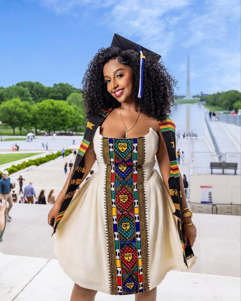Chic Habesha Kemis with Vibrant Multicolored Embroidery for Celebrations: A Modern Habesha Dress