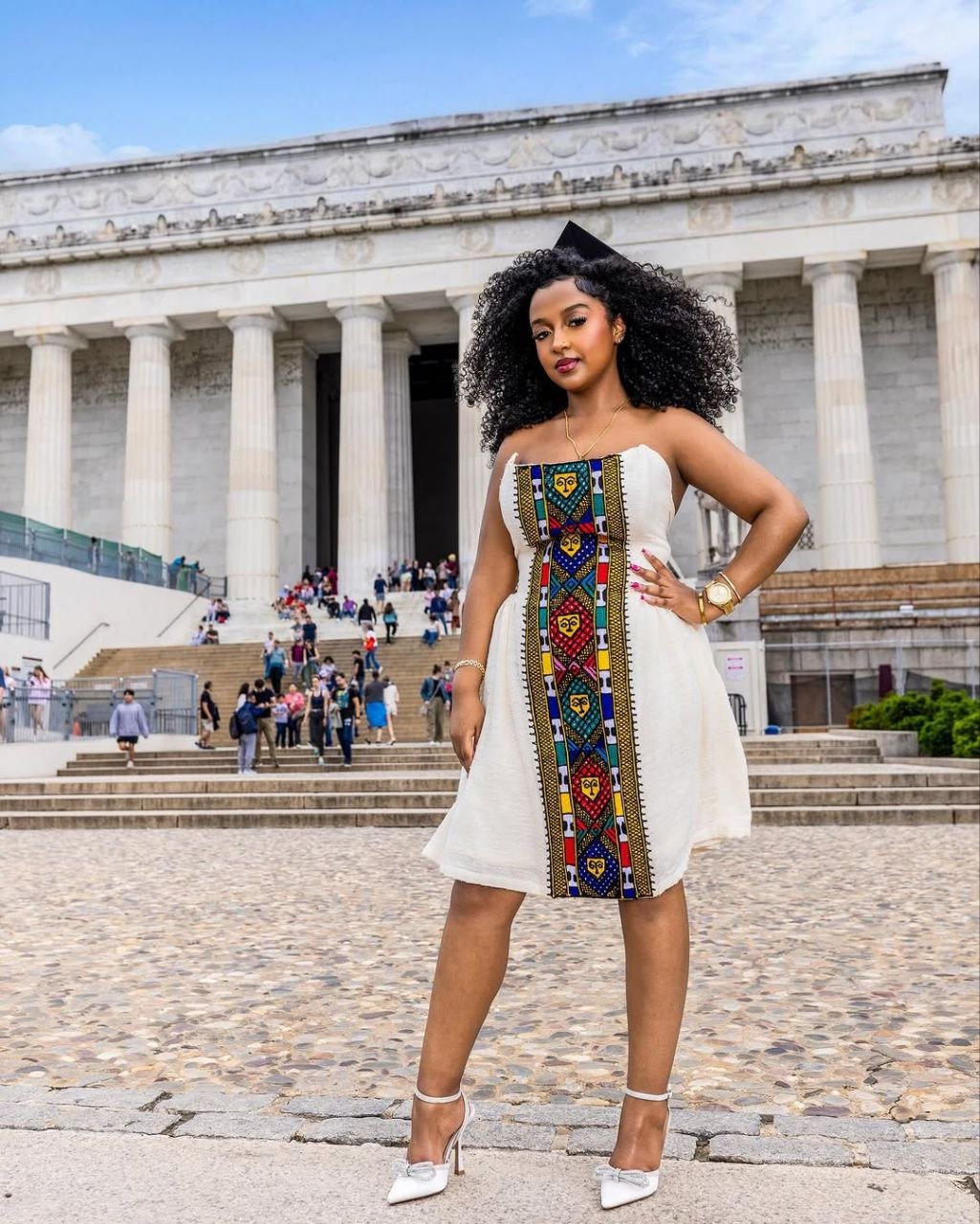 Chic Habesha Kemis with Vibrant Multicolored Embroidery for Celebrations: A Modern Habesha Dress