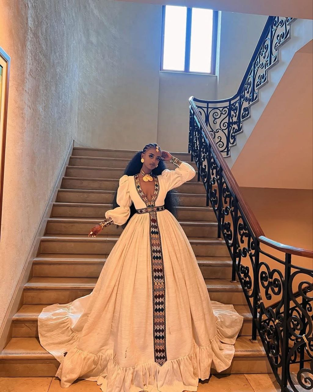 Elegant Habesha Kemis with Intricate Patterns – Ethiopian Traditional Clothing – Habesha Kemis Online – Cultural Dress