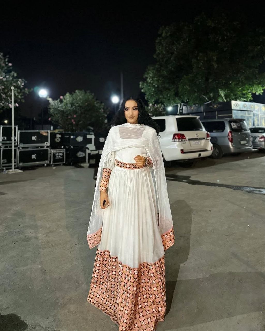 Chic Habesha Kemis with Pink Accents and Flowing Design for Celebration - Habesha Clothing - Eritrean Dress