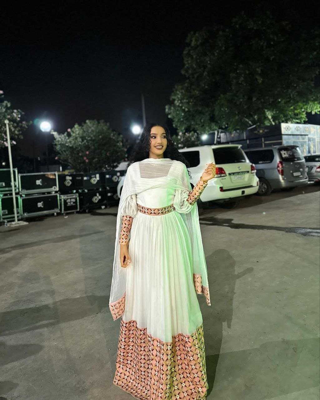 Chic Habesha Kemis with Pink Accents and Flowing Design for Celebration - Habesha Clothing - Eritrean Dress